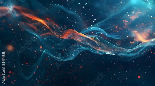 Abstract futuristic background depicting data transfer and technology concepts within a futuristic cyberspace environment.