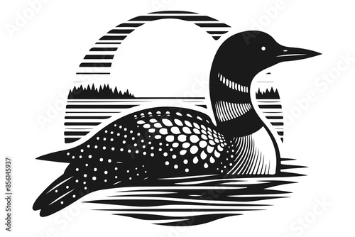 loon silhouette vector illustration art isolated on transparent background - Generative AI photo