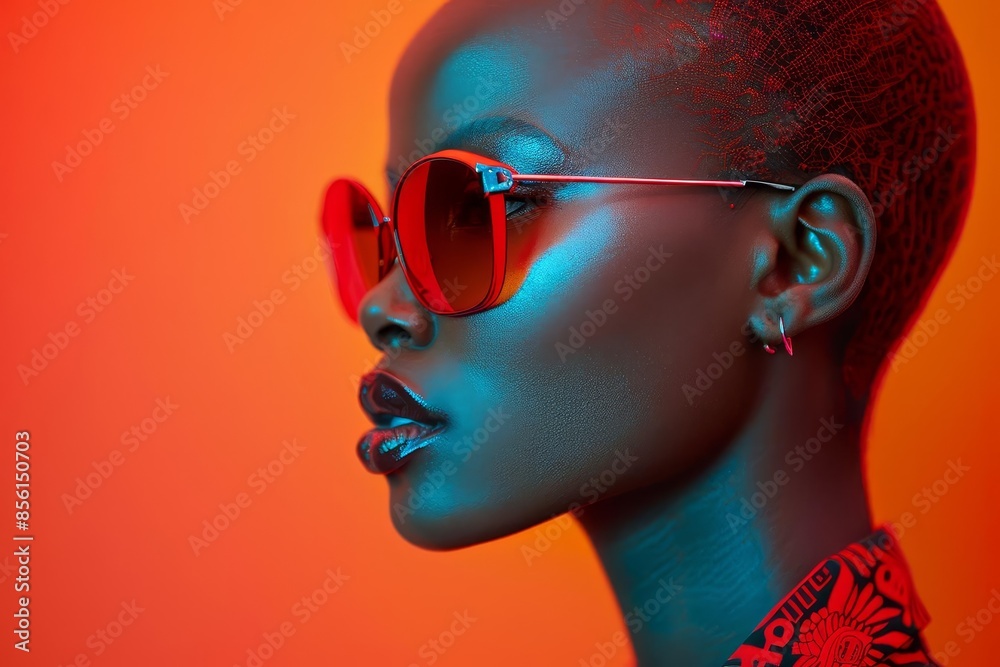 Edgy fashion trends side view Highlighting bold styles cybernetic tone Splitcomplementary color scheme Edgy fashion trends side view Highlighting bold styles cybernetic tone Splitcomplementary color scheme