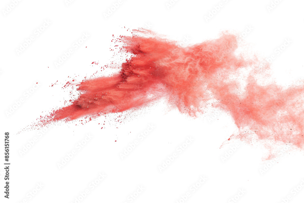 Red chalk pieces and dust flying, effect explode isolated on transparent or white background Red chalk pieces and dust flying, effect explode isolated on transparent or white background