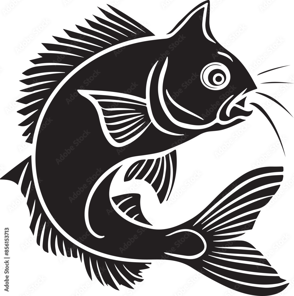 Catfish silhouette vector image Catfish silhouette vector image