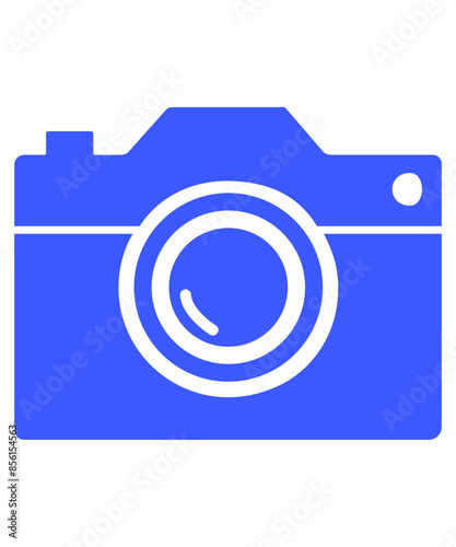 Camera clip art design on plain white transparent isolated background for sign, decal, card, shirt, hoodie, sweatshirt, apparel, tag, mug, icon, poster or badge