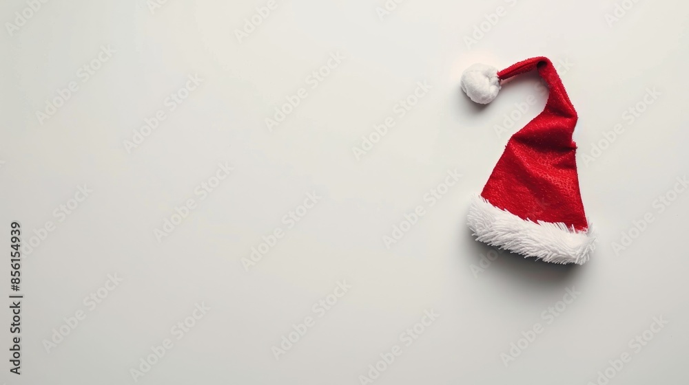 Minimal Christmas Composition Santa s Red Hat on White Background Minimal Christmas Composition Santa s Red Hat on White Background