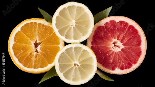 Vibrant Citrus Fruits with Splash Against Black Background