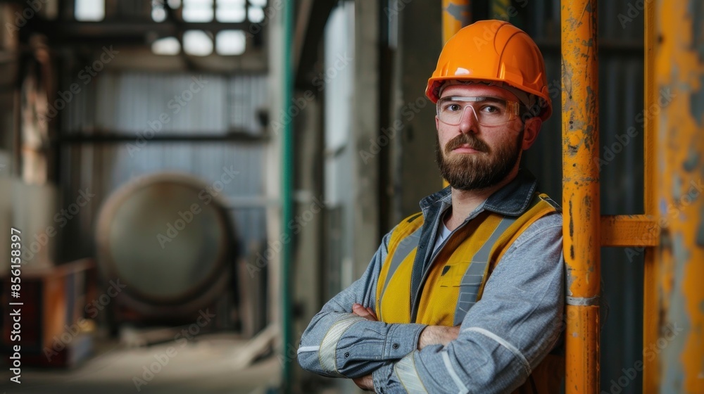 A confident engineer, captured in a professional headshot, wearing safety gear and standing against an industrial backdrop, symbolizing expertise and dedication to their craft. A confident engineer, captured in a professional headshot, wearing safety gear and standing against an industrial backdrop, symbolizing expertise and dedication to their craft.