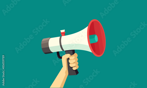 A hand holding a megaphone