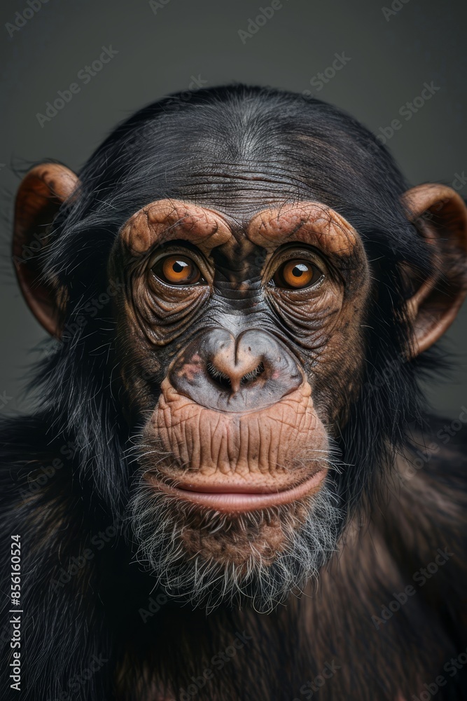 A monkey's face with one eye open and the other half concealed by it A monkey's face with one eye open and the other half concealed by it