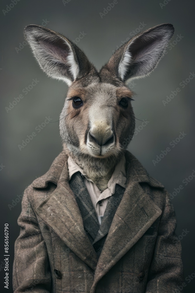 suit and tie tucked into its lapels, jacket draped over Against a dark backdrop suit and tie tucked into its lapels, jacket draped over Against a dark backdrop