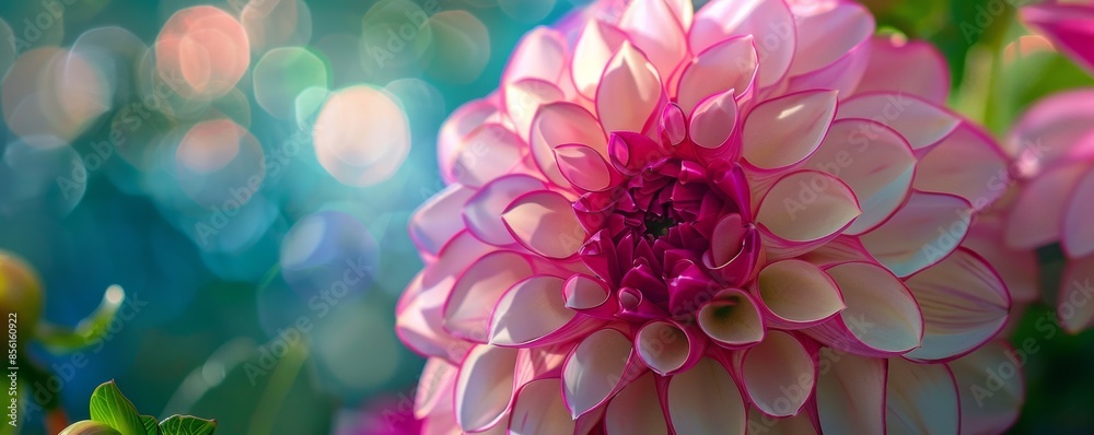 Close-up of a vibrant pink dahlia flower with blurred bokeh background Close-up of a vibrant pink dahlia flower with blurred bokeh background