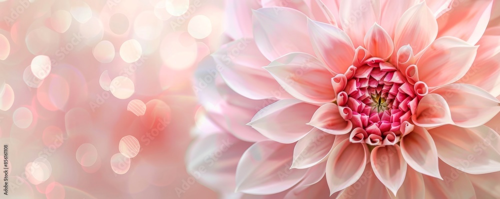Close-up of a pink dahlia flower with soft bokeh background, nature and tranquility concept Close-up of a pink dahlia flower with soft bokeh background, nature and tranquility concept