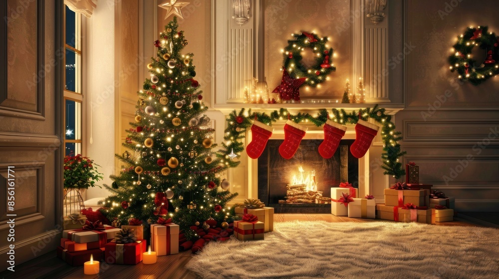 Christmas Decor and a Cozy Fireplace Christmas Decor and a Cozy Fireplace