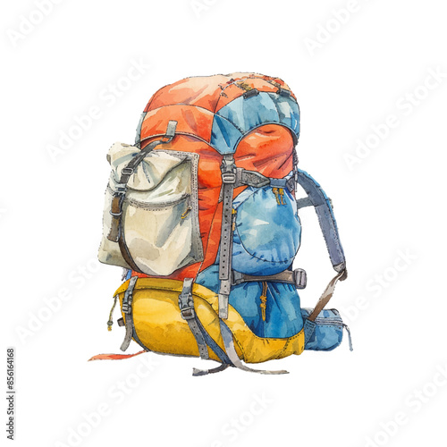 hiking pack vector illustration in watercolor style