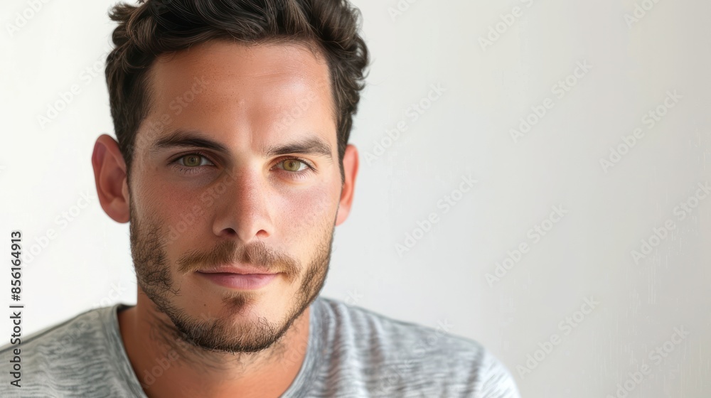 Fototapeta premium A captivating portrait of a man with a captivating gaze, capturing attention effortlessly. isolated white background