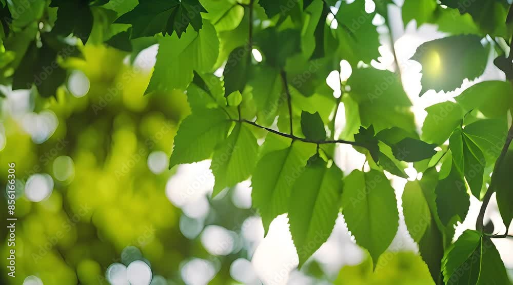 Vivid green horse chestnut tree leaves against tree silhouette Vivid green horse chestnut tree leaves against tree silhouette