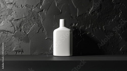 Mock up white abel perfume bottle on black table, natural light background, Ai generated Images