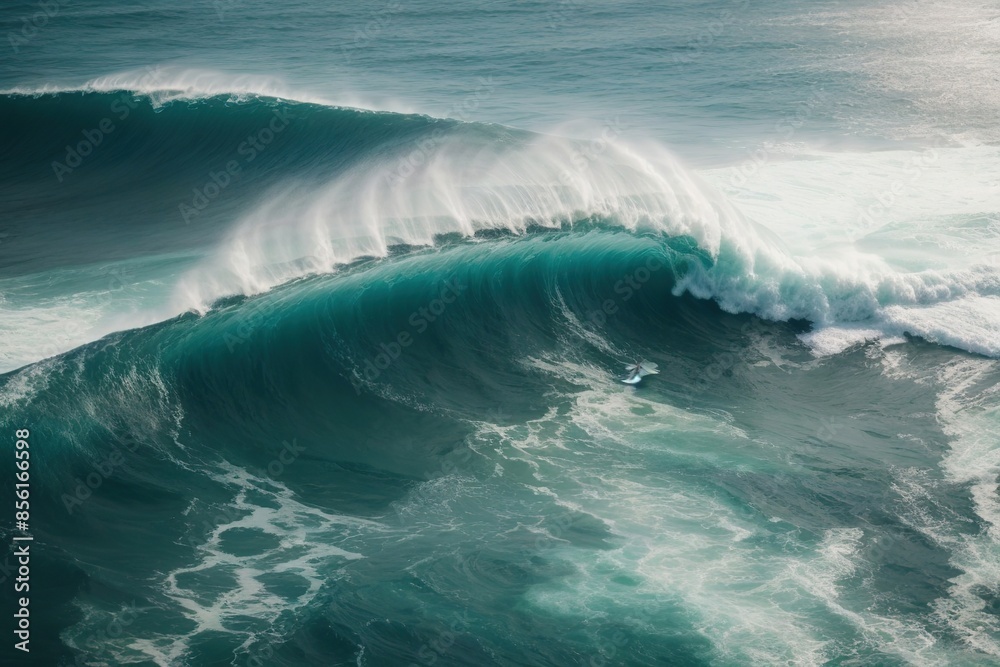 aerial view with surfing on wave perfect waves aerial view with surfing on wave perfect waves
