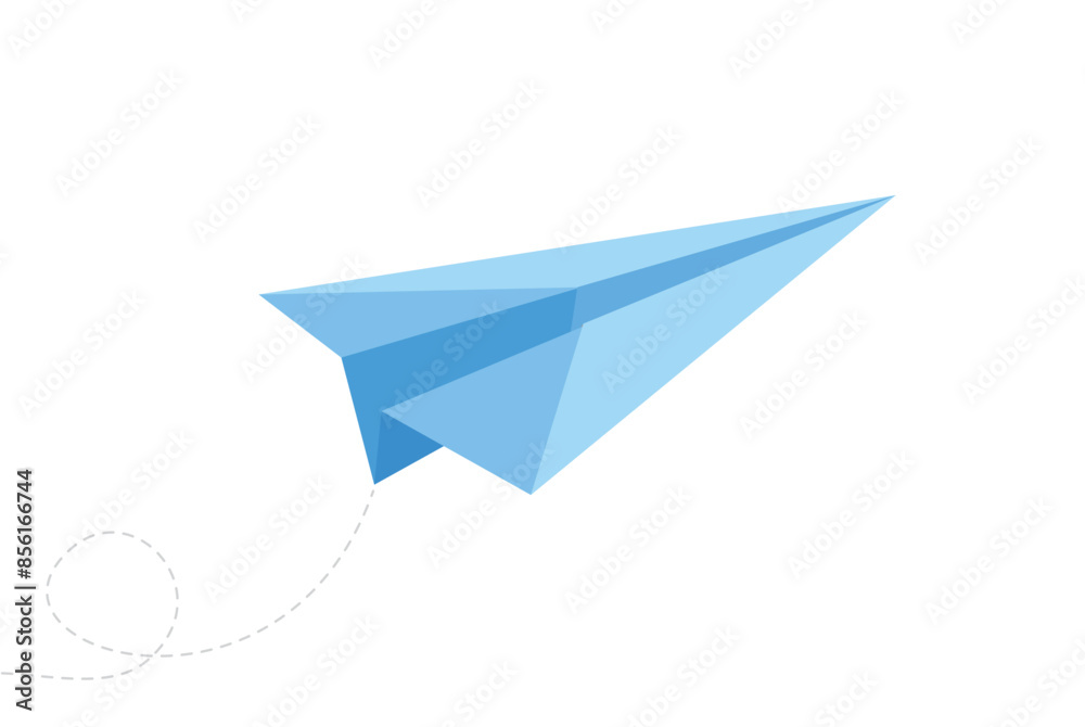Blue paper airplane flying leaving a trace behind. Vector Illustration.
Blue paper airplane flying leaving a trace behind. Vector Illustration.