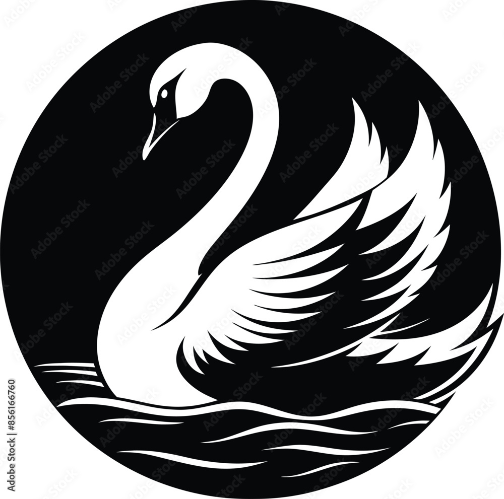 Obraz premium vector swan silhouette