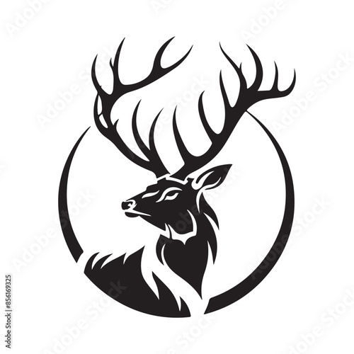 Deer head silhouette, deer Head logo design, template isolated on white