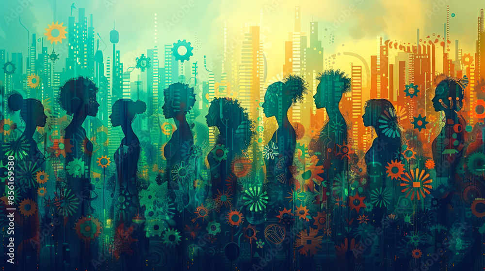 Diverse Skills, One Goal - Collaborative Teamwork in a Modern Cityscape Diverse Skills, One Goal - Collaborative Teamwork in a Modern Cityscape