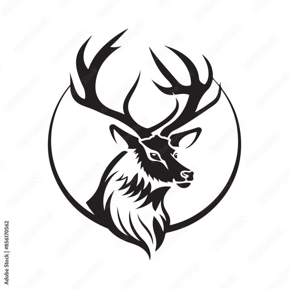 Deer Head Stylized Vector. Deer head logo design on white background Deer Head Stylized Vector. Deer head logo design on white background