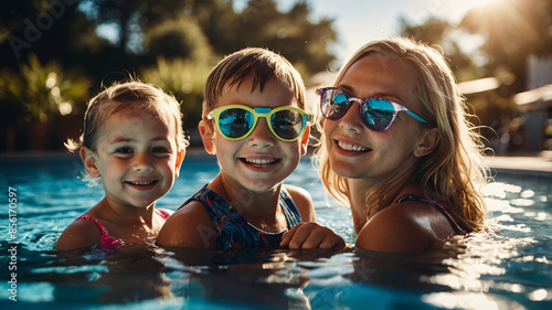A happy family enjoys the joys of water. © Janis Smits