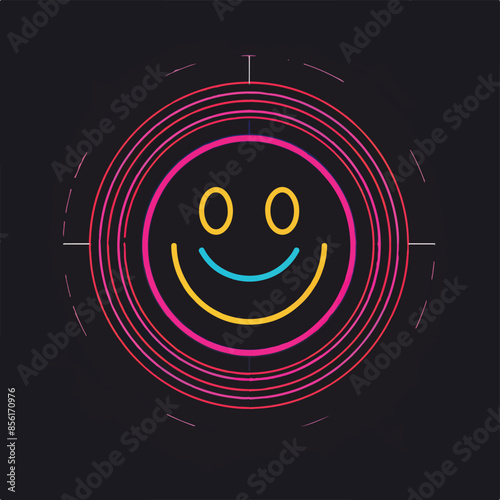 A colorful and psychedelic set of illustrations featuring vibrant, abstract smiley faces. Each artwork showcases a unique blend of swirling patterns and bold colors, perfect for retro, pop art, and ps