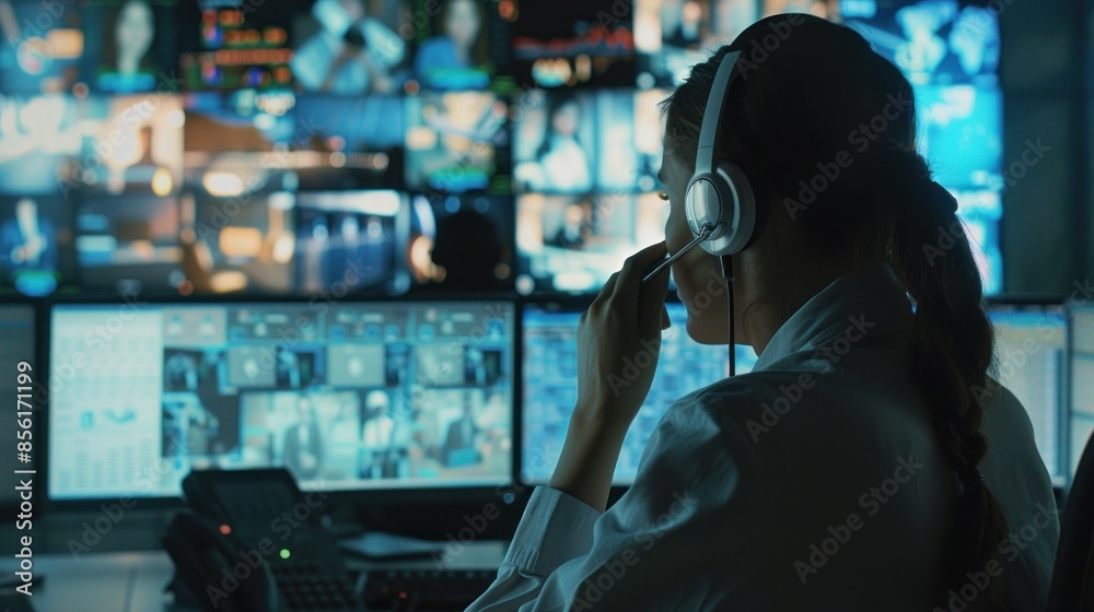 Security operative observing surveillance feeds Security operative observing surveillance feeds