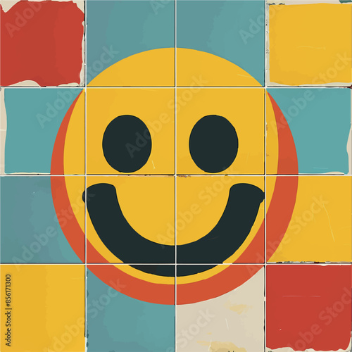 A colorful and psychedelic set of illustrations featuring vibrant, abstract smiley faces. Each artwork showcases a unique blend of swirling patterns and bold colors, perfect for retro, pop art, and ps