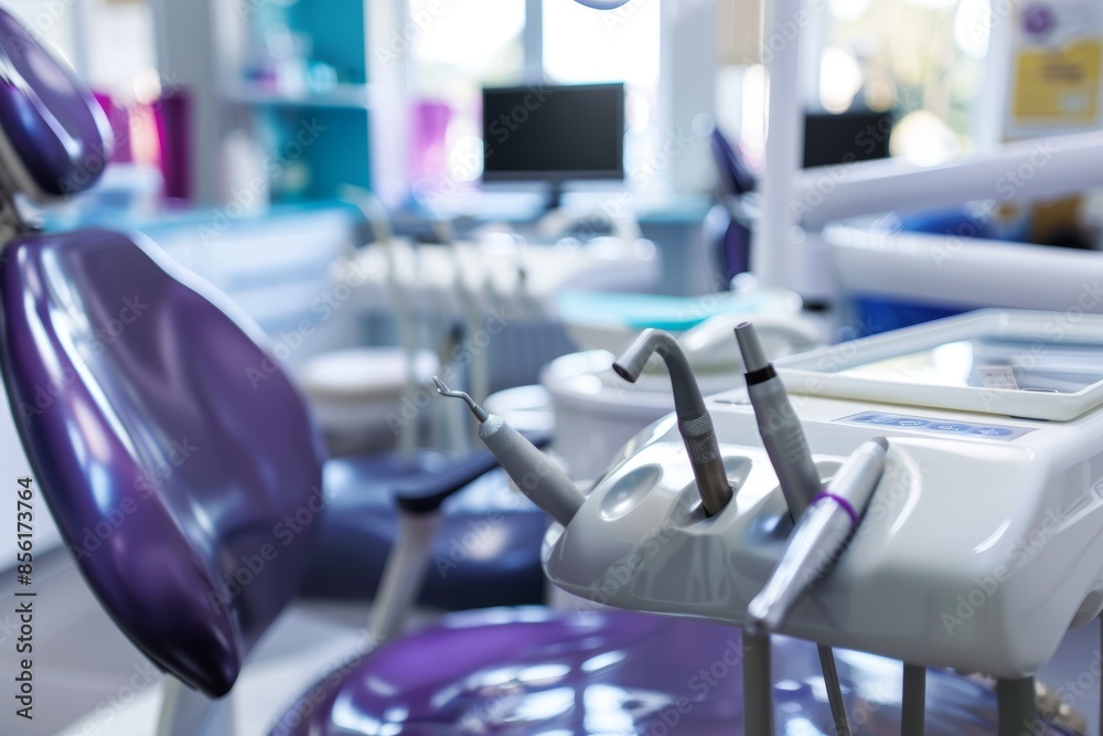Fototapeta premium Modern Dentist Office Focusing on Teeth Whitening Section with Professional Equipment