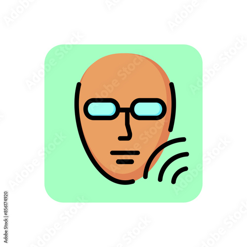 Photo cosmetology line icon. Human, face, eyewear. Beauty care concept. Can be used for topics like rejuvenation, therapy, epilation