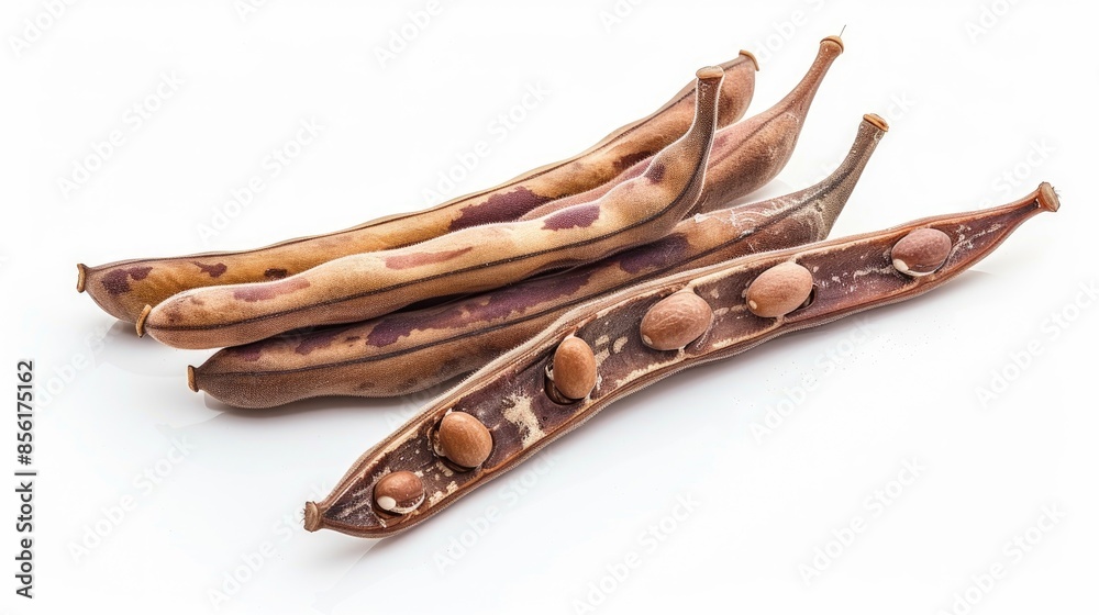 Bean pod known as yardlong bean or kacang panjang or long bean Placed on a white background Bean pod known as yardlong bean or kacang panjang or long bean Placed on a white background