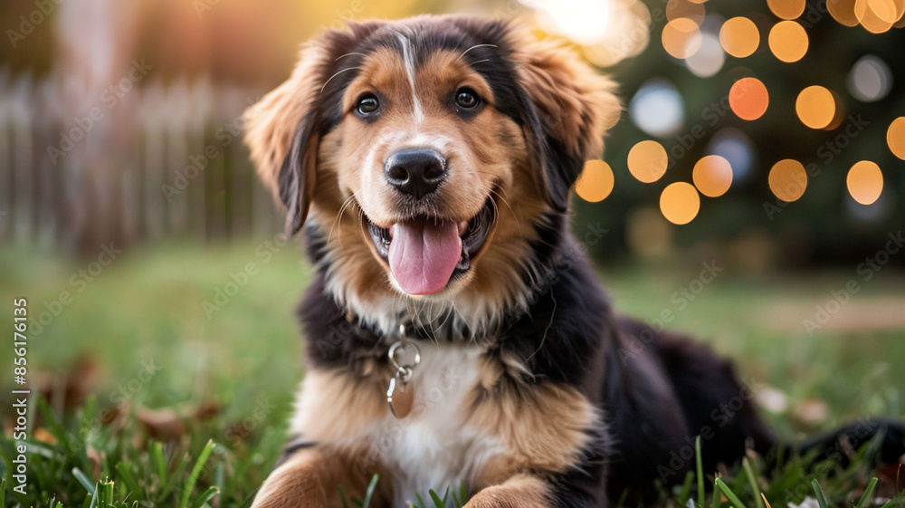 Cute puppy sitting looking at camera smiling, AI Generative. Cute puppy sitting looking at camera smiling, AI Generative.