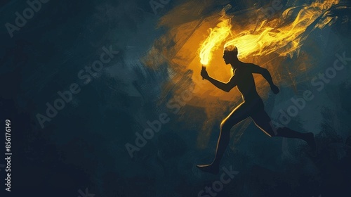 The symbol of a running man clutching a torch