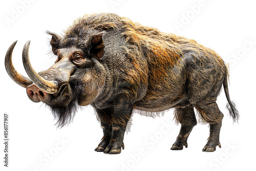 View from side of warthog isolated on white background, transparent background