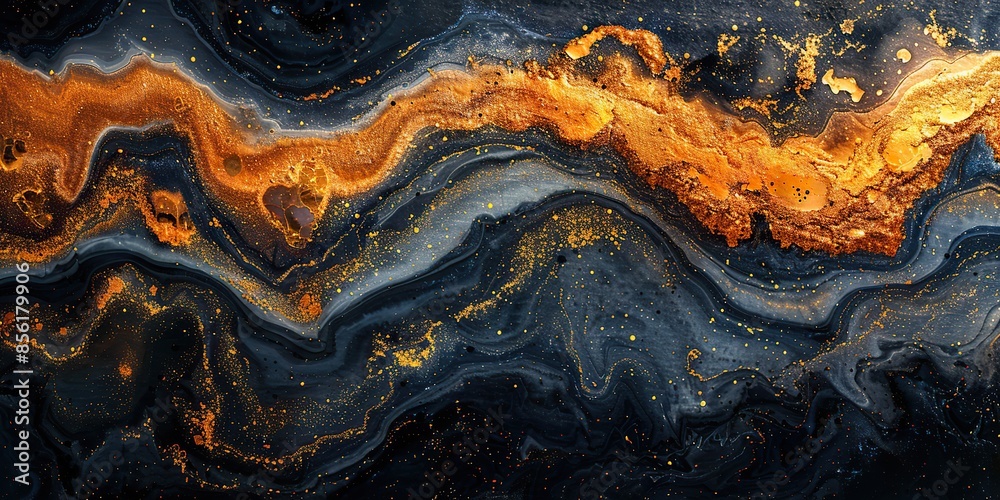 Fototapeta premium luxury golden marble texture marble ink abstract art from exquisite original painting for abstract background in gold black color detailed marble slab.stock image