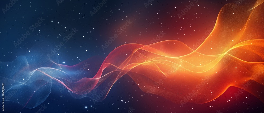 Obraz premium A colorful, swirling line of stars and fire. Digital particles wave and light abstract background