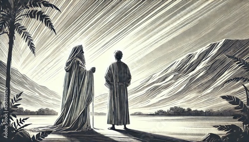 Bible. The Call of Abram. Genesis 12. Digital illustration. photo