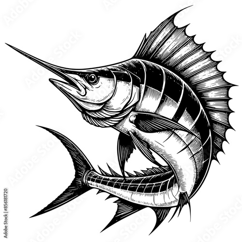 black and white atlantic sailfish