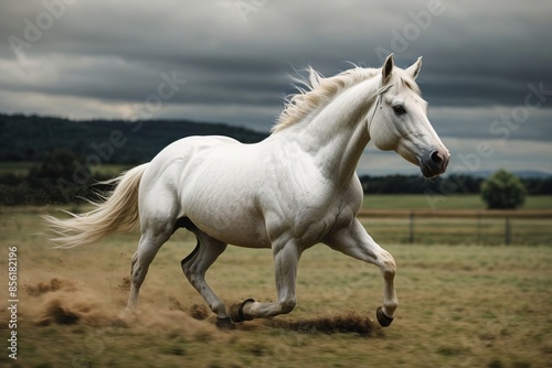 picture galloping white horse