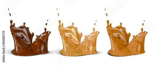 Set of liquid splashes of different colors. Vector templates for flavor options