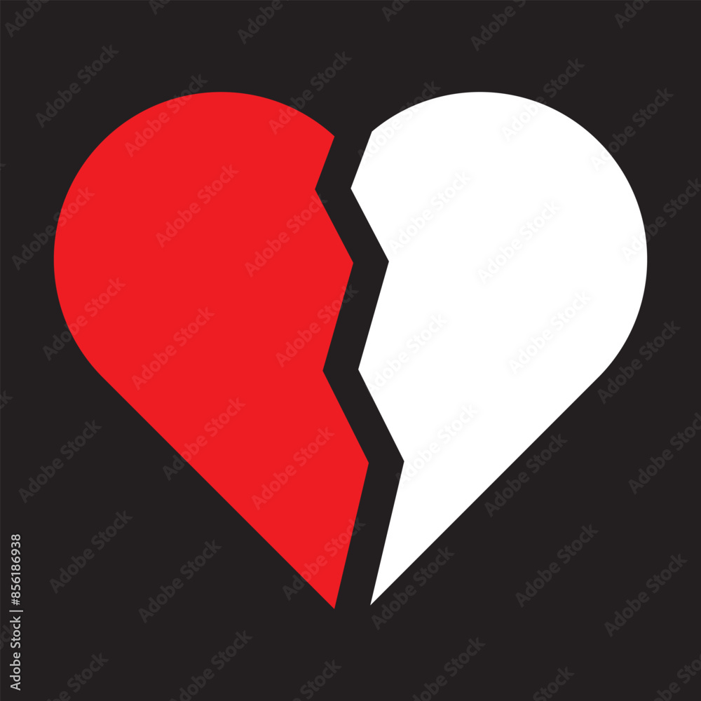 Broken heart vector icon, breakup emoji, red heart, heartbreak, love ...