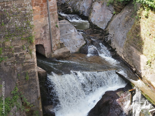 Saarburg -  Wasserfall im Stadtzentrum mit Museum Amüseum (ehem. Mühle) photo