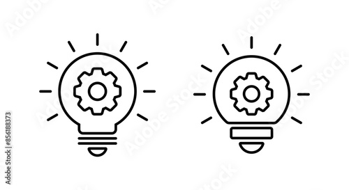 Gear bulb line icon. Development, management lamp concept