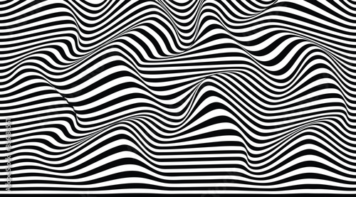 Wave Lines monochrome texture Abstract Background. Vector Illustration