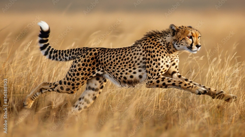 Cheetah Running Through Tall Grass Cheetah Running Through Tall Grass