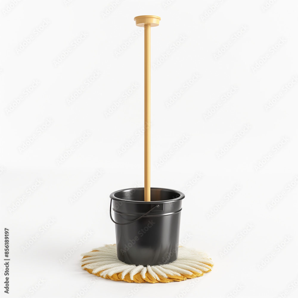 Mop with bucket in color on a light background Mop with bucket in color on a light background