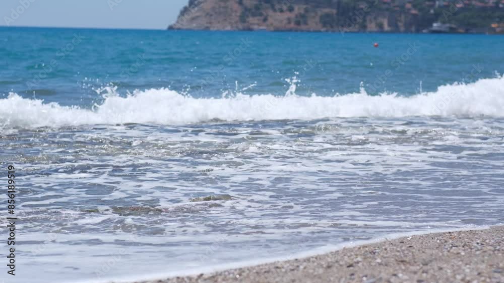 Close-up shot of tropical sea waves.. Blue sea surface with waves. Close-up shot of tropical sea waves.. Blue sea surface with waves.