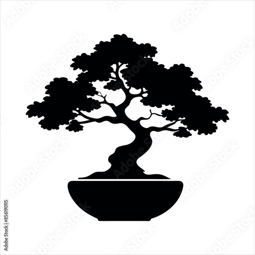 Bonsai tree silhouette vector illustration