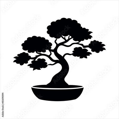 Bonsai tree silhouette vector illustration
